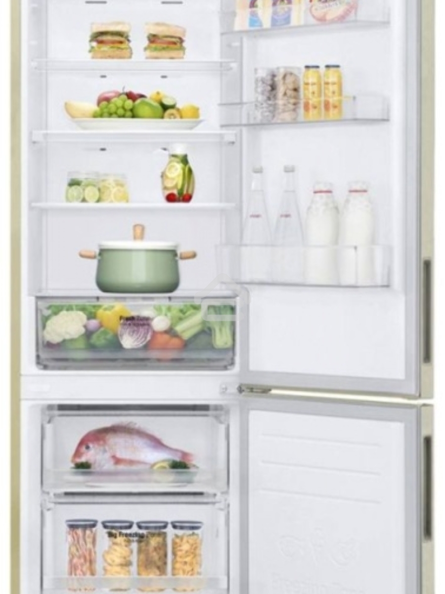 Холодильник LG GA-B509CESL бежевый глянцевый двухкамерный 277/107л морозилка снизу, No Frost