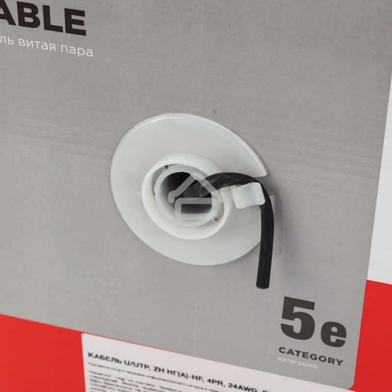 Кабель витая пара Rexant U/UTP, cat.5e, ZH нг(А)-HF, 4PR, 24AWG, внешний, черный, 305 м