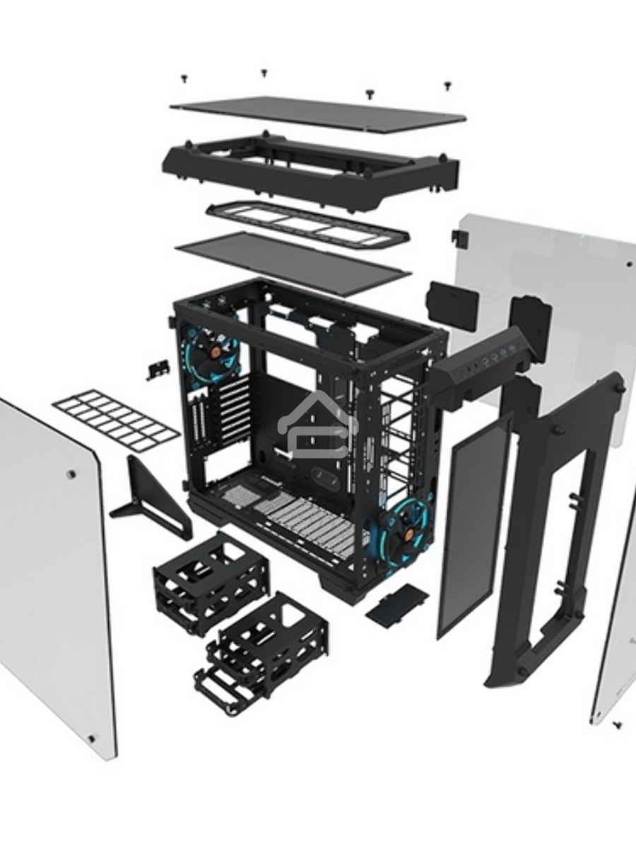 Корпус View 71 TG (840574) CA-1I7-00F1WN-00 /Black/Win/SPCC/Tempered Glass*4/Color Box/Riing 140mm Blue Fan*2