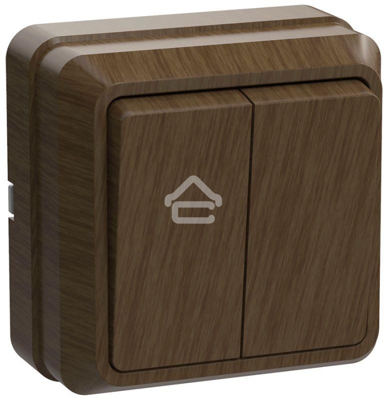 Выключатель 2-кл. ОП ОКТАВА 10А IP20 откр. уст. дуб ИЭК EVO20-K04-10-DC