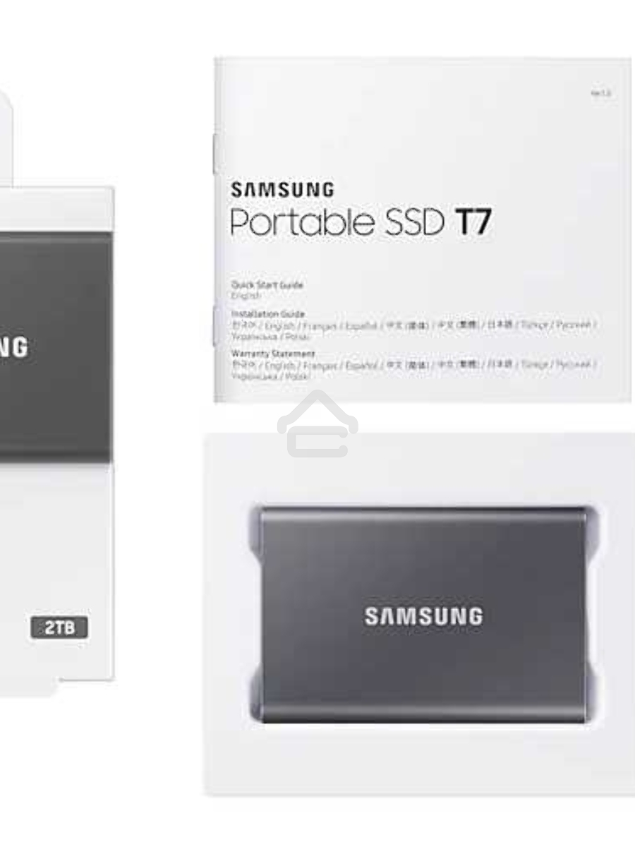Твердотельный накопитель Samsung SSD 2TB T7, USB Type-C, R/W 1000/1050MB/s, Titanium