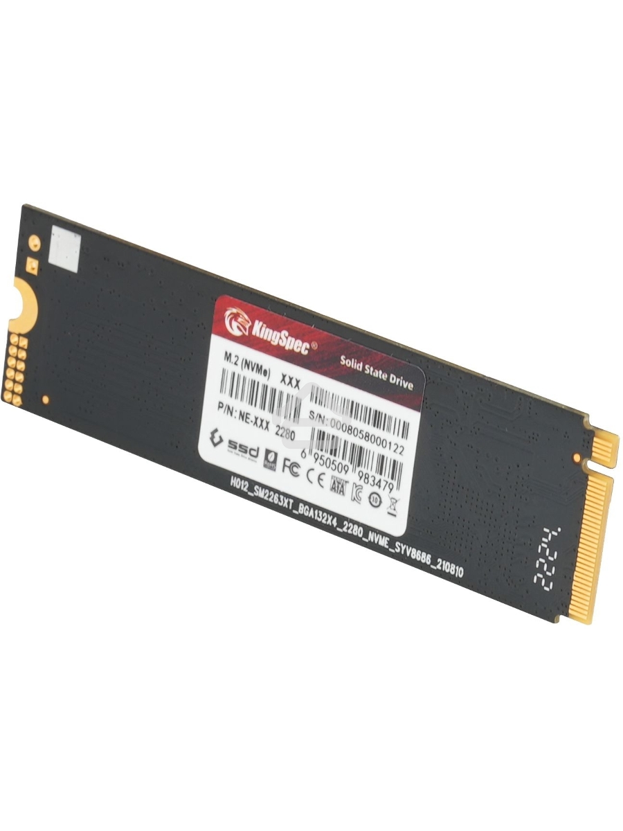 Накопитель SSD KingSpec NE-2TB, 2000GB, PCIe 3.0 x4, M.2 2280, NVMe, R/W 2400/1900