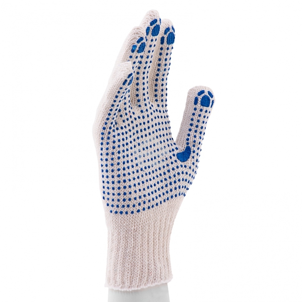 Перчатки трикотажные для ремонтных и строительных работ, с ПВХ точкой, 7 класс Россия