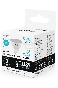 Лампа GAUSS LED Elementary 13526 MR16 GU5.3 5.5W 4100К  1/10/100