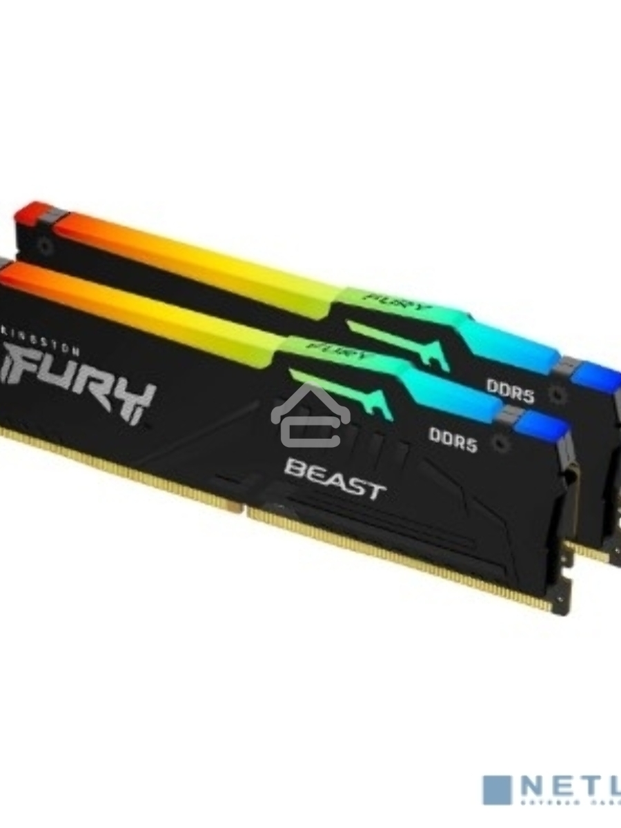 Оперативная память Kingston Fury Beast Expo, DDR5, 16GB (2x8GB), 5200MHz, CL36, DIMM, с радиаторами, RGB, черный