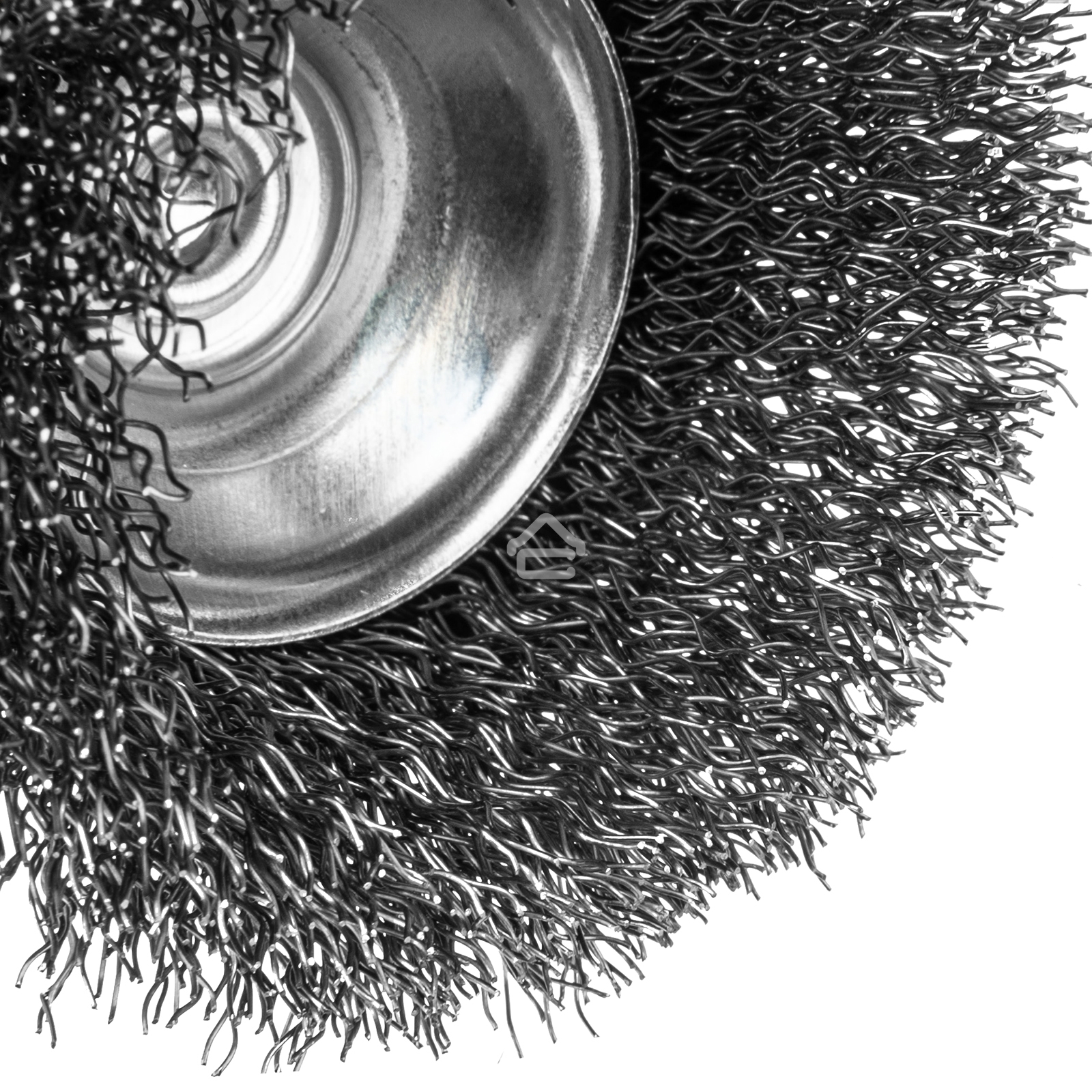 Щетка для дрели Denzel 65 мм, чашка, со шпилькой, нержавеющая витая проволока
