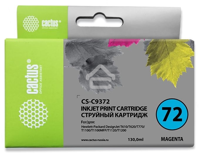 Картридж струйный Cactus CS-C9372 №72 фото пурпурный (130 мл.) для HP DJ T610/T620/T770/T1100/T1100/T1120/T1200
