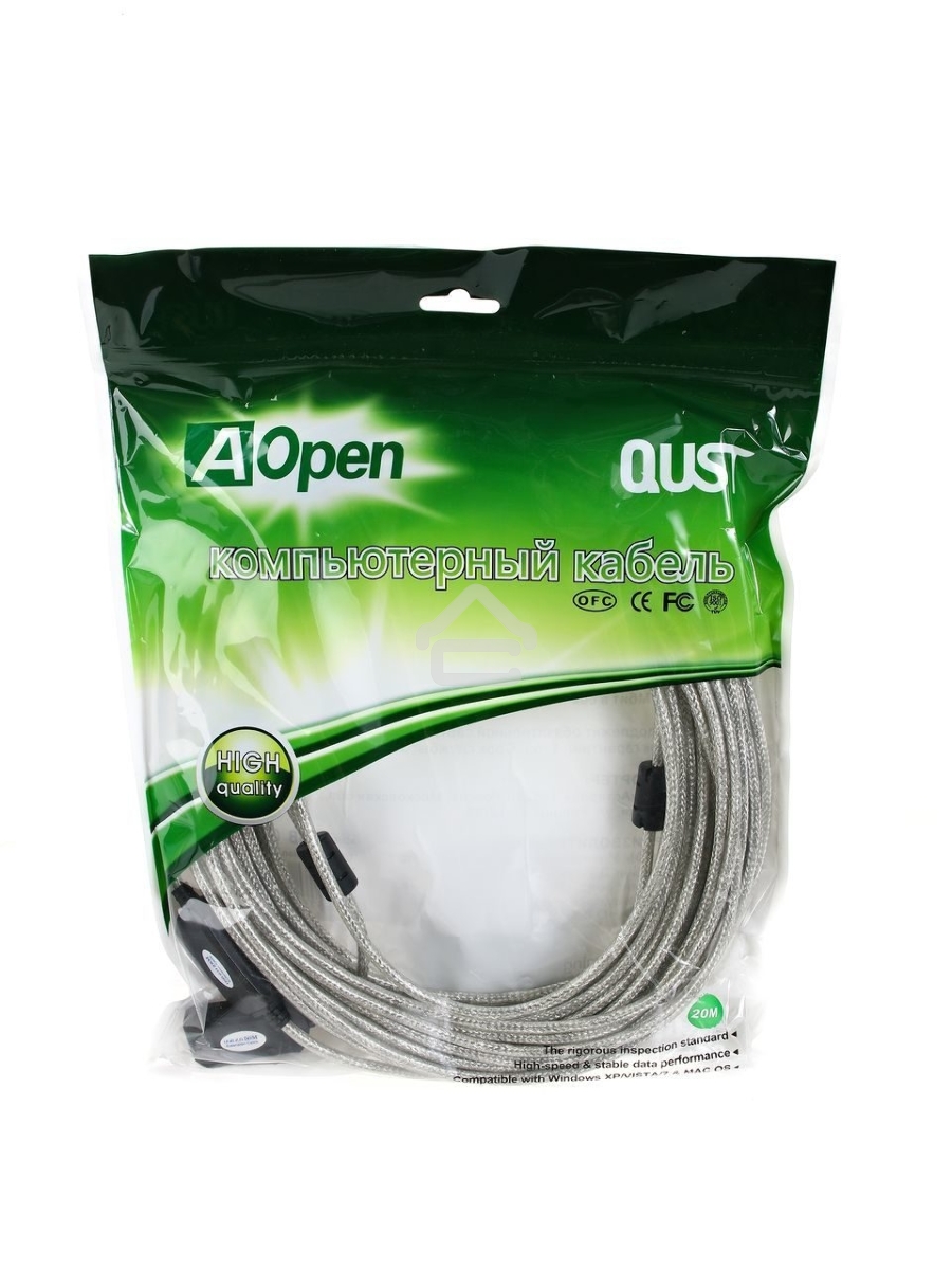 Кабель-адаптер Aopen/Qust USB2.0-repeater, удлинительный активный <Am-->Af> 20м (ACU823-20M) 6938510851345