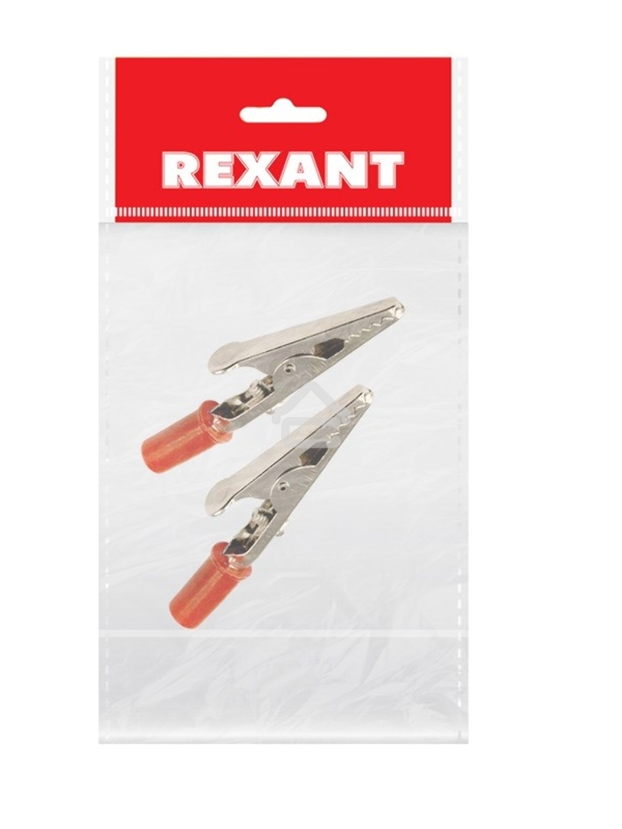 Зажим крокодил Rexant, длина 53 мм, ток 15A, 2 шт., пакет БОПП