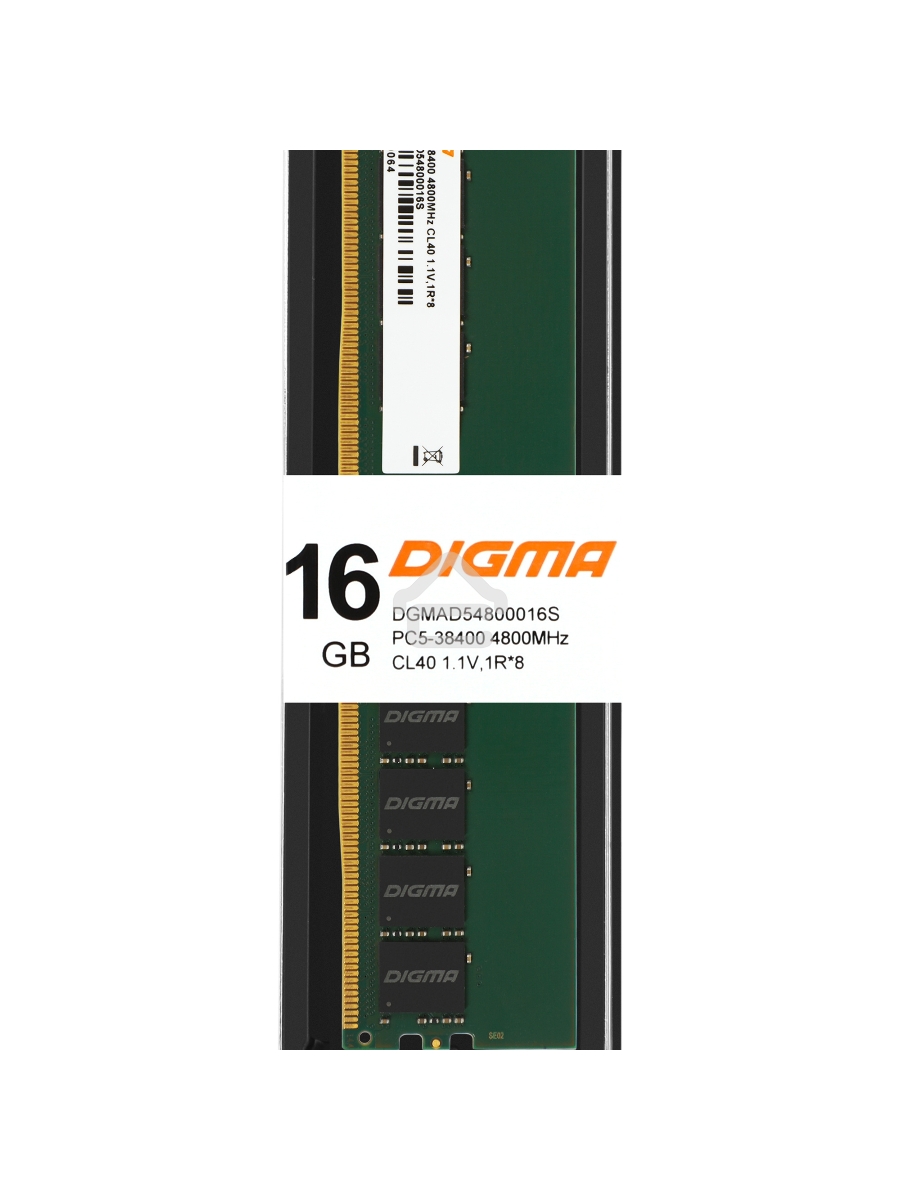Оперативная память Digma, DDR5, 16GB (1x16GB), 4800MHz, CL40, DIMM