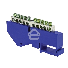 Шина нулевая N 6х9 10 отвер. никель син. изолятор на DIN-рейку PROxima EKF sn1-63-10-d