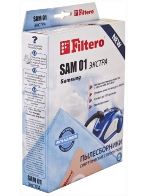 Пылесборники Filtero SAM 01 Экстра,  пятислойные,  4 шт., для пылесосов SAMSUNG, LG, HITACHI, KARCHER, VIGOR