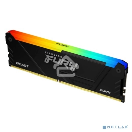 Оперативная память Kingston Fury Beast, DDR4, 8GB (1x8GB), 3200MHz, CL16, DIMM, с радиатором, RGB, черный