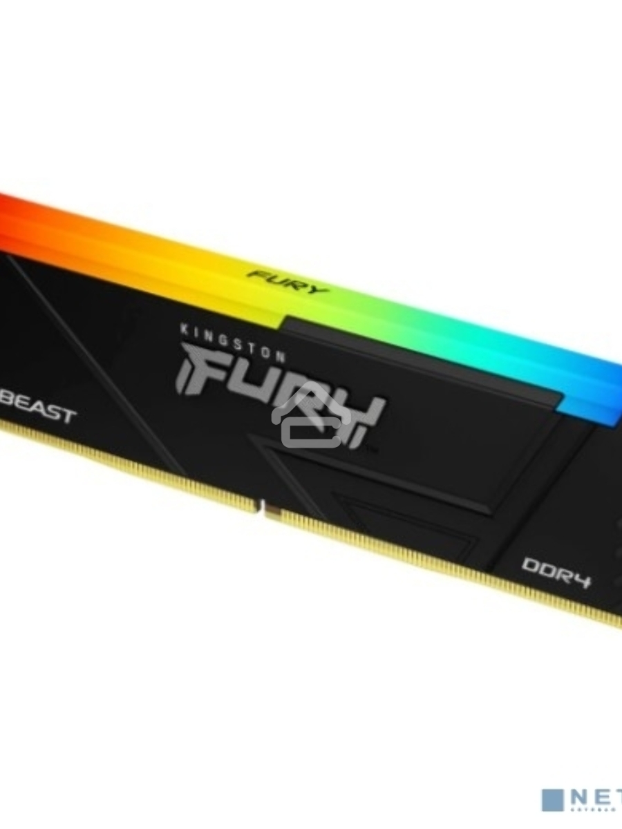 Оперативная память Kingston Fury Beast, DDR4, 8GB (1x8GB), 3200MHz, CL16, DIMM, с радиатором, RGB, чёрный