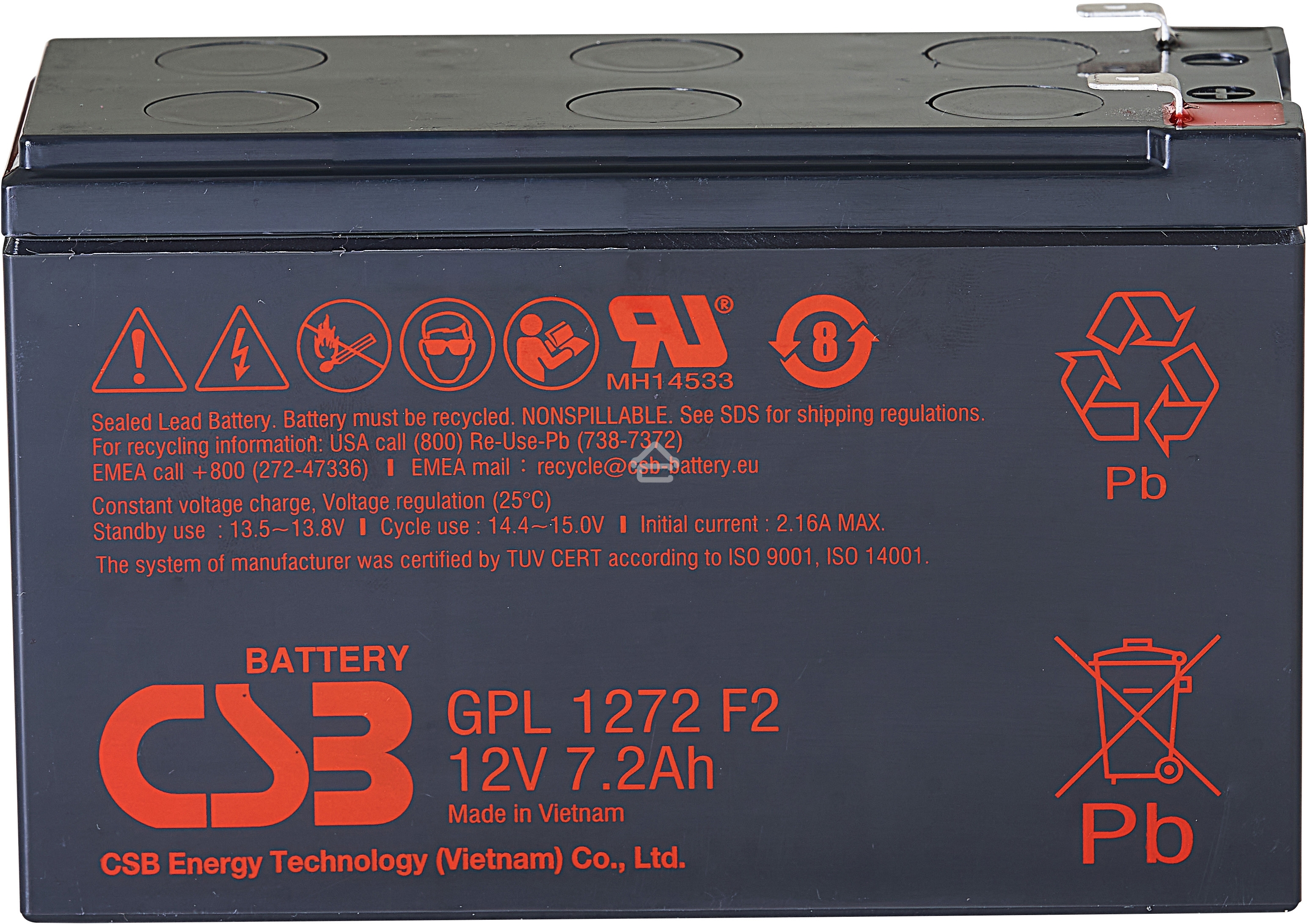 Аккумулятор CSB GPL1272 F2FR (12V 7.2Ah )