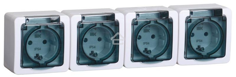 Розетка Iek ERMP42-K03-16-54-EC РСб24-3-ГПБд роз 4м с з/к о/у IP54 (дымчатый) ГЕРМЕС PLUS