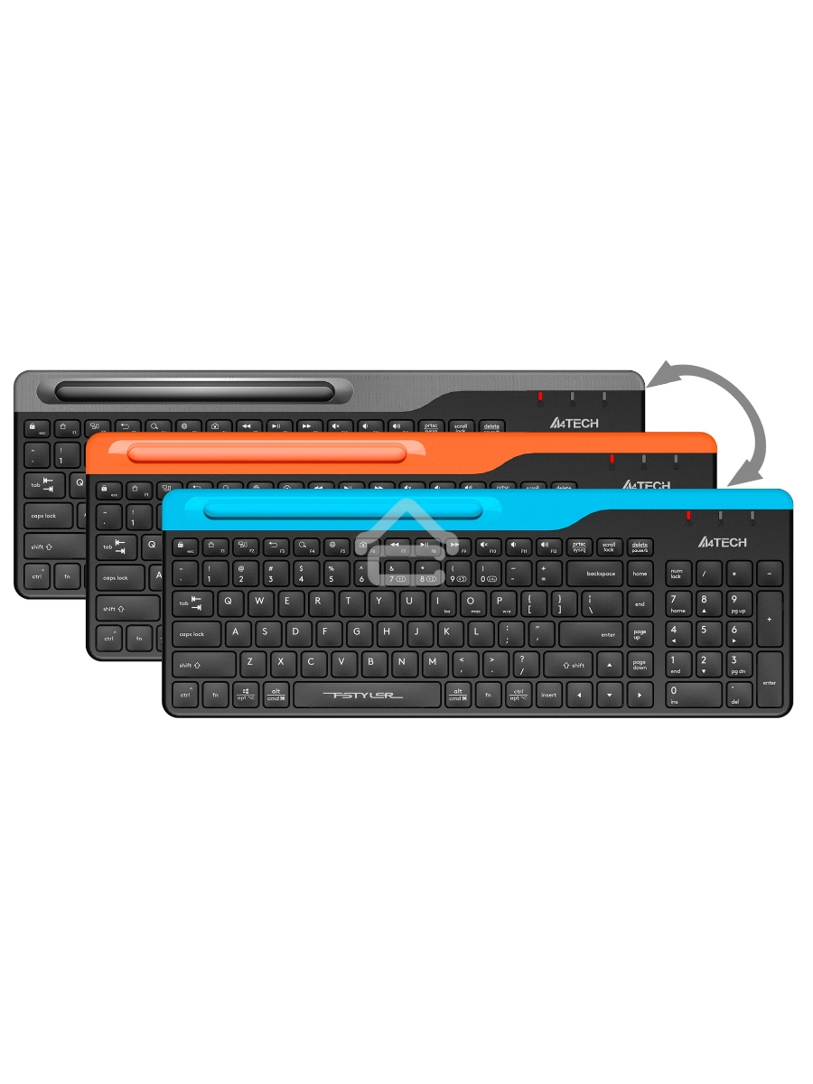 Клавиатура A4Tech Fstyler FBK25 беспроводная, USB, Bluetooth/Радиоканал, черный/серый