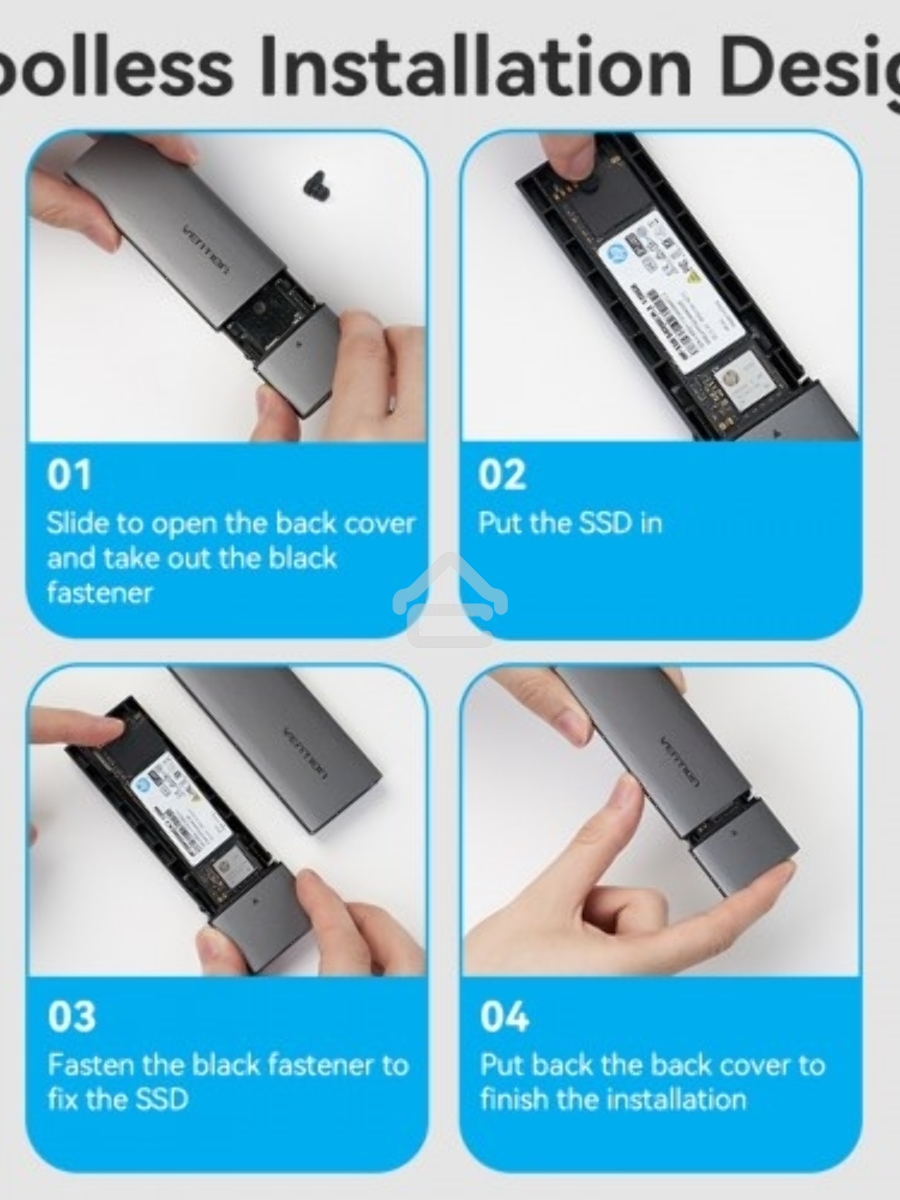 Корпус для SSD Vention USB 3.1 Gen 2-C M.2 NVMe Серый
