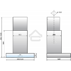 Вытяжка каминная Elikor Агат 90Н-1000-Е4Д нержавеющая сталь/белый, 89.6 см, 1000 куб. м/ч, 59 дБ
