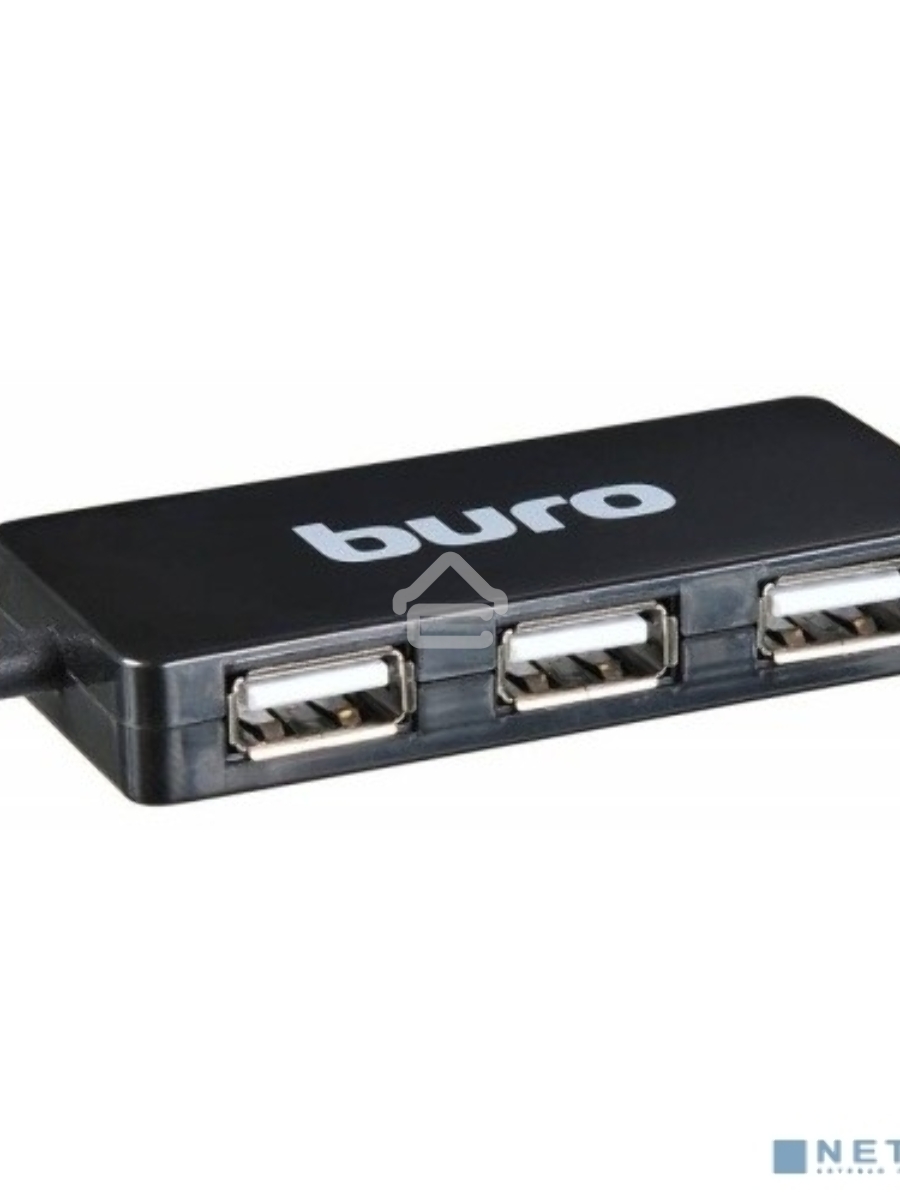 Разветвитель USB 2.0 Buro BU-HUB4-U2.0-Slim 4порт. черный