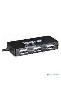 Разветвитель USB 2.0 Buro BU-HUB4-U2.0-Slim 4порт. черный