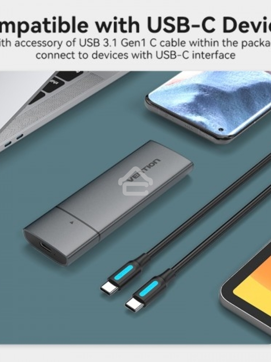 Корпус для SSD Vention USB 3.1 Gen 2-C M.2 NVMe Серый