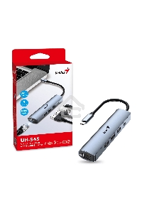 Концентратор USB HUB UH-545 USB3.0 с Ethernet RJ45, гигабитным Ethernet RJ45 x 1, портом питания USB-C (5 В 3 А) x 1, портами передачи данных USB-A 3.0 x 3