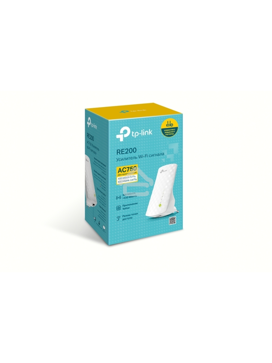 Повторитель беспроводного сигнала TP-Link SOHO RE200 10/100BASE-TX/Wi-Fi белый поставляется без кабеля RJ-45