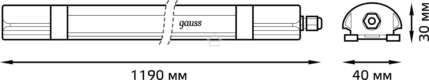 Светильник LED ДСП 36Вт 4000К IP65 линейный мат. (аналог ЛСП 2х36Вт) Gauss 143425236