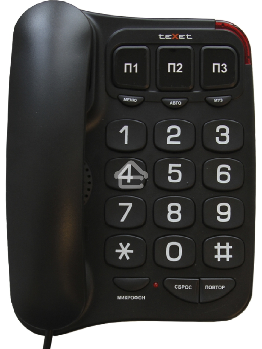 Телефон проводной teXet TX-214 черный