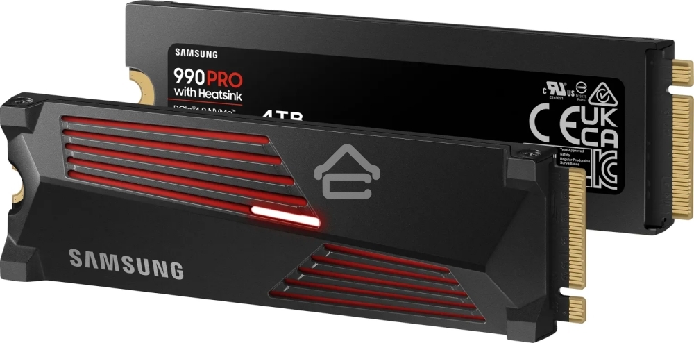 Накопитель SSD Samsung 990 Pro MZ-V9P4T0CW, 4Tb, PCIe 4.0 x4, M.2 2280, NVMe, R/W 7450/6900, с радиатором