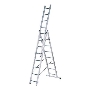 Лестница FIT 65434  трехсекционная алюминиевая 3х9 ступеней h=257/449/641см вес 11.18кг