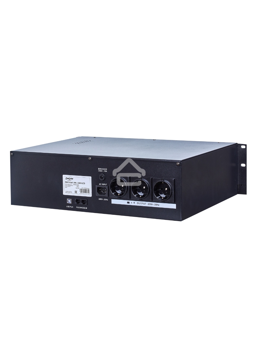 Источник бесперебойного питания ExeGate EP270874RUS Power RM Smart UNL-1500 LCD<1500VA, Black, 3U, 3 евророзетки, USB>