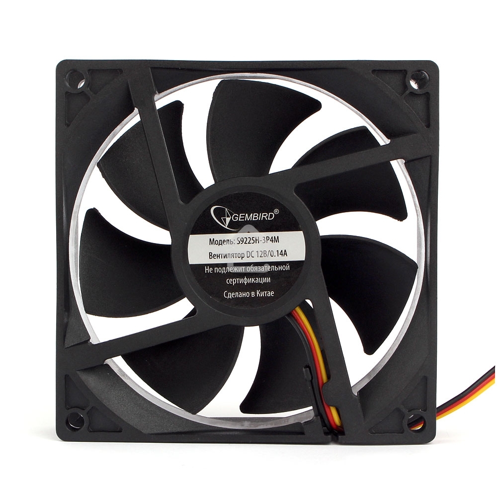 Вентилятор для корпуса Gembird 17608 черный, 92 мм, 2000 об/мин, 22.5 дБ, 3 pin