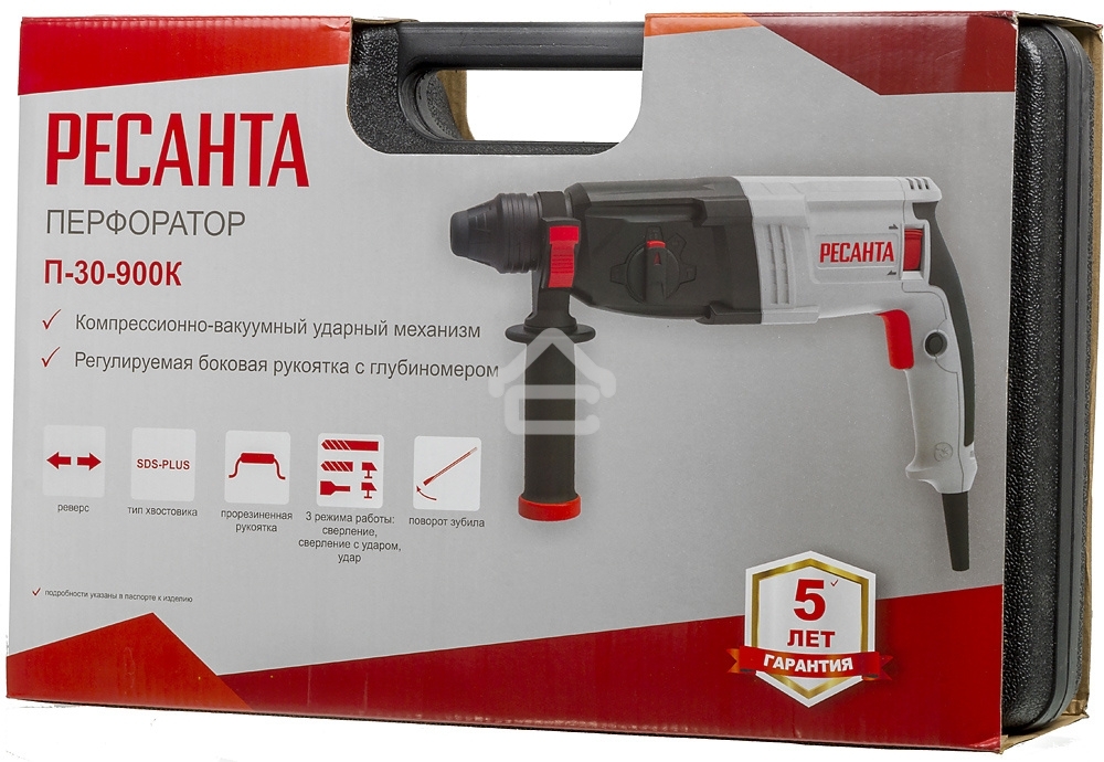Перфоратор Ресанта П-30-900К SDS-plus уд.:4.3Дж 900Вт (кейс в комплекте)