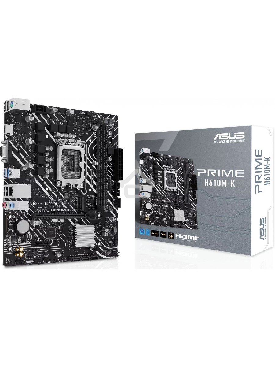 Материнская плата ASUS PRIME H610M-K, LGA 1700, Intel H610, 2xDDR5, 4xSATA, 1xM.2, 1xPCIe 4.0 x16, 1x1Gb LAN, 2xUSB-A 3.2 Gen 1, 4xUSB-A 2.0, 1xHDMI, 1xVGA, 3x3.5 мм, 1xRS-232, 7.1, mATX