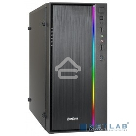 Компьютерный корпус Minitower ExeGate mEVO-9301 Black-RGB light, ATX, <500NPX>, 2*USB+1*USB3.0, HD Audio