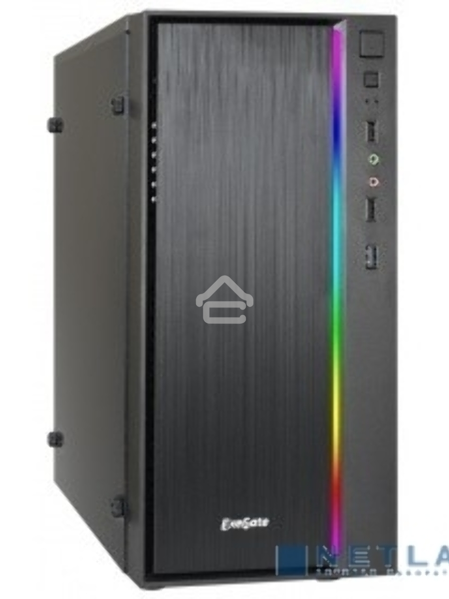 Корпус Minitower ExeGate mEVO-9301 Black-RGB light, ATX, <500NPX>, 2*USB+1*USB3.0, HD Audio