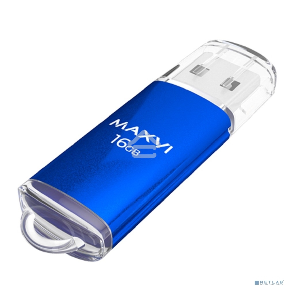 Флешка USB R/W Maxvi MP 16GB MP blue, монолит с колпачком, металл + ABS пластик