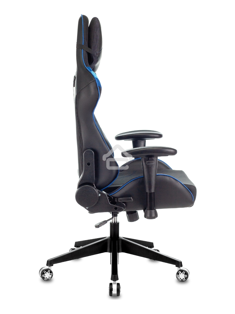 Кресло игровое Бюрократ VIKING 4 AERO BLUE черный/синий, искусст.кожа/ткань, две подушки