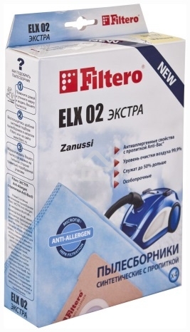 Мешок-пылесборник Экстра Filtero ELX-02 (4) из синтетического микроволокна MicroFib с антибактер. пропиткой Anti-Bac