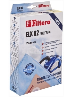 Мешок-пылесборник Экстра Filtero ELX-02 (4) из синтетического микроволокна MicroFib с антибактер. пропиткой Anti-Bac