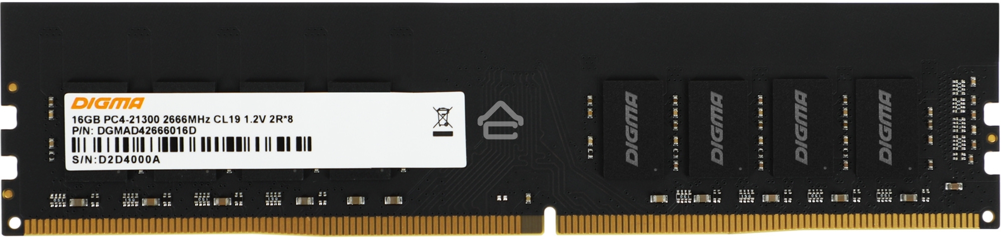 Оперативная память Digma, DDR4, 16GB (1x16GB), 2666MHz, CL19, DIMM