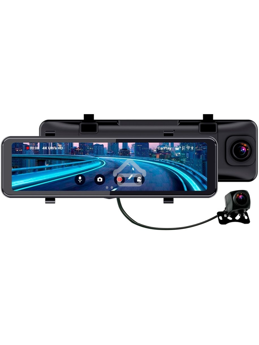 Видеорегистратор TrendVision CarPlay Mirror черный 2Mpix 2160x3840 2160p 150гр. MSTAR 8826