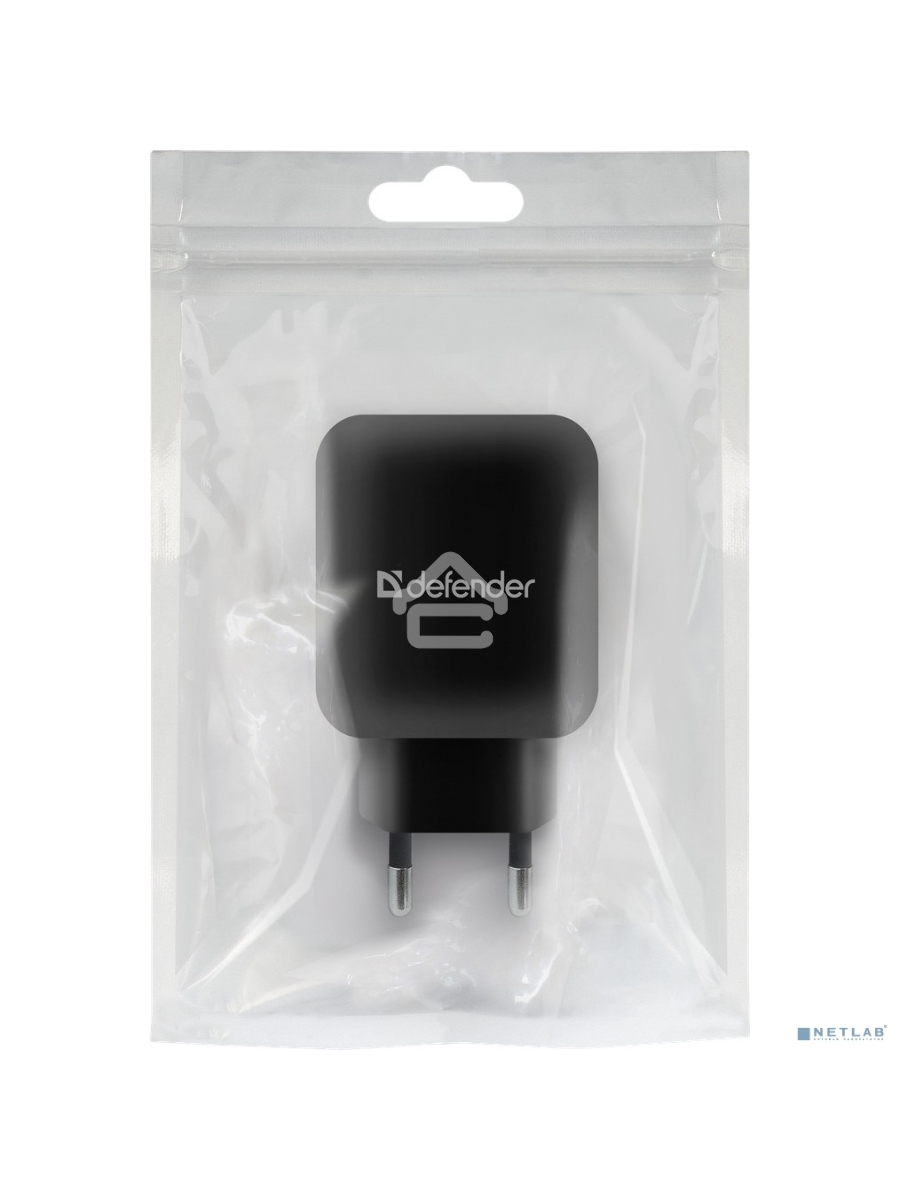 Сетевой адаптер Defender 2xUSB, 5V/2.1А, черный, пакет (EPA-13)