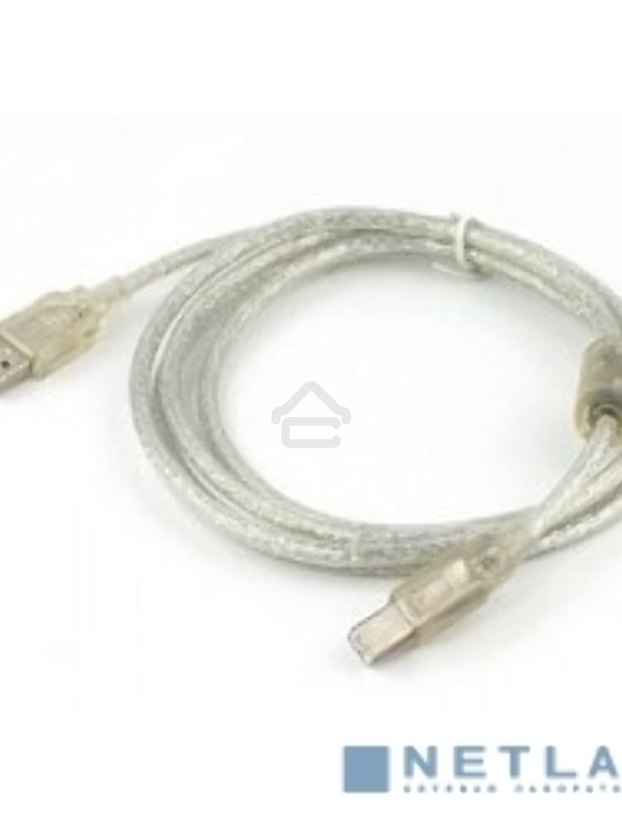 Кабель Cablexpert USB 2.0 Pro, AM/BM, 0,75м, экран, 2 феррит.кольца, прозрачный (CCF-USB2-AMBM-TR-0.75M)