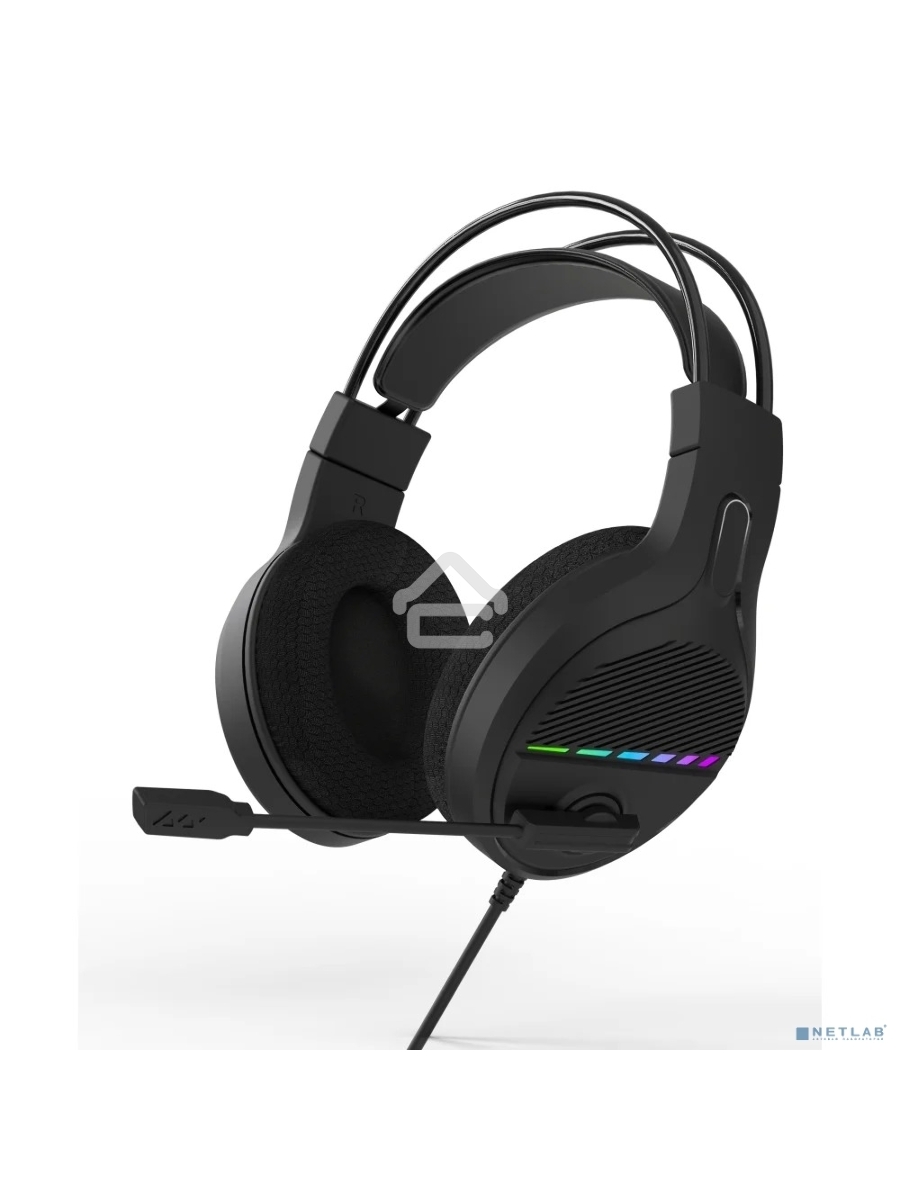 Perfeo игровая гарнитура RGF AIR черная 1,8 м, разъем 3,5 мм (4 pin) и USB (LED), переходник