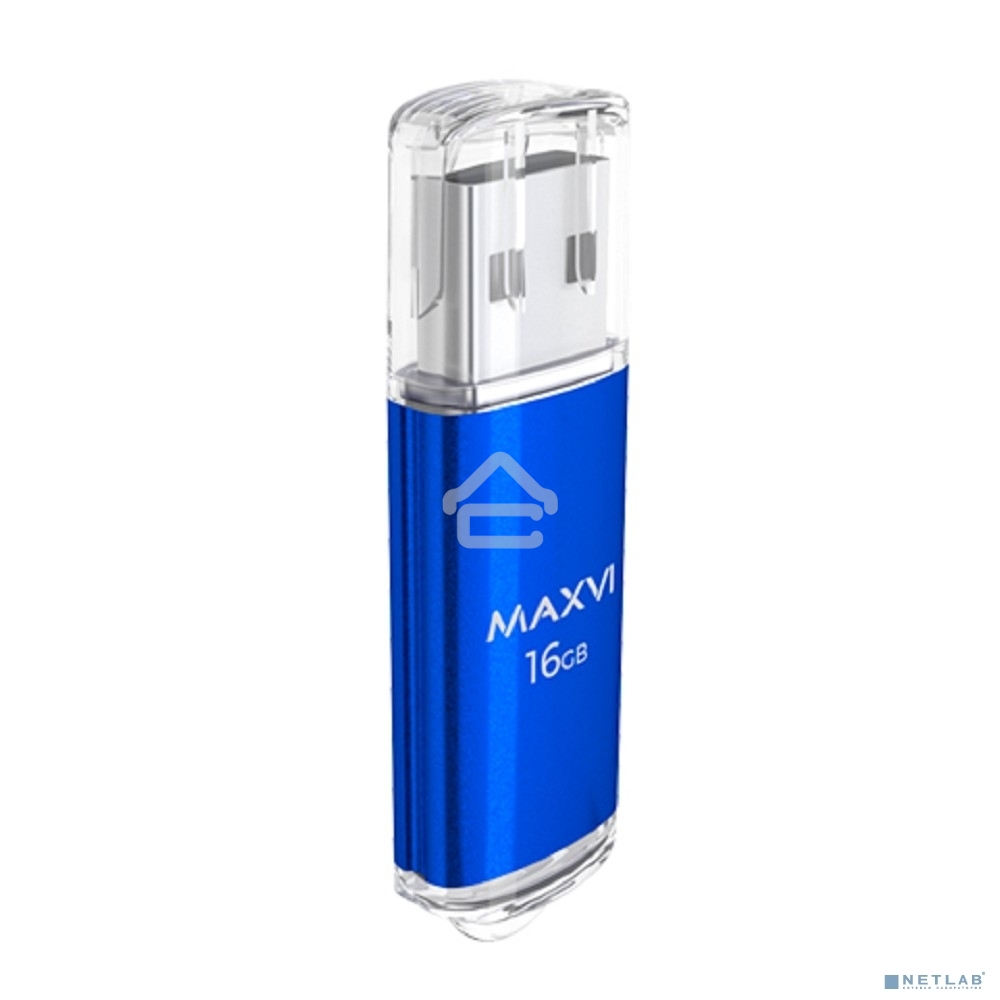 Флешка USB R/W Maxvi MP 16GB MP blue, монолит с колпачком, металл + ABS пластик
