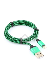 Кабель Gembird  USB 2.0 Cablexpert CC-ApUSB2gn1m, AM/Lightning 8P, 1м, нейлоновая оплетка, алюминиевые разъемы, зеленый, пакет