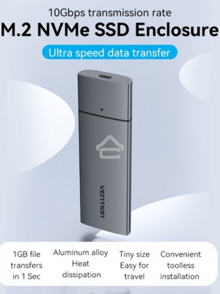 Корпус для SSD Vention USB 3.1 Gen 2-C M.2 NVMe Серый